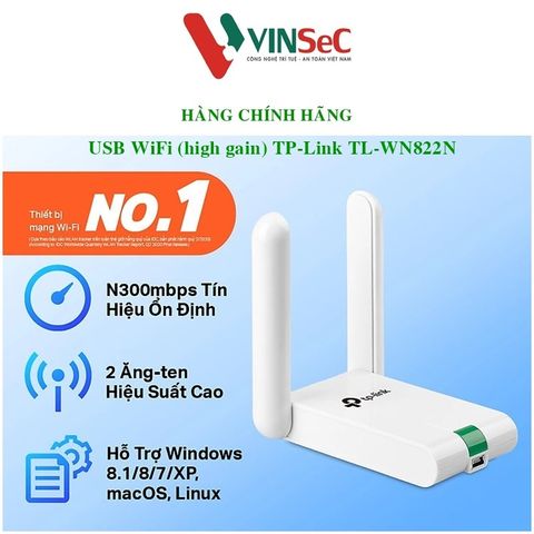 Bộ Chuyển Đổi USB Wifi TP-Link TL-WN822N Chuẩn N 300Mbps - Hàng Chính Hãng