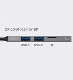  Hub Type C ra 3 cổng USB kèm đọc thẻ nhớ TF Orico AH-12F-GY - Hàng Chính Hãng 