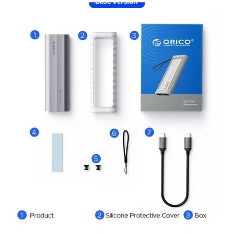 Hộp ổ cứng SSD ORICO M.2 NVME TypeC AXM2-G2-GY-BP - Hàng Chính Hãng