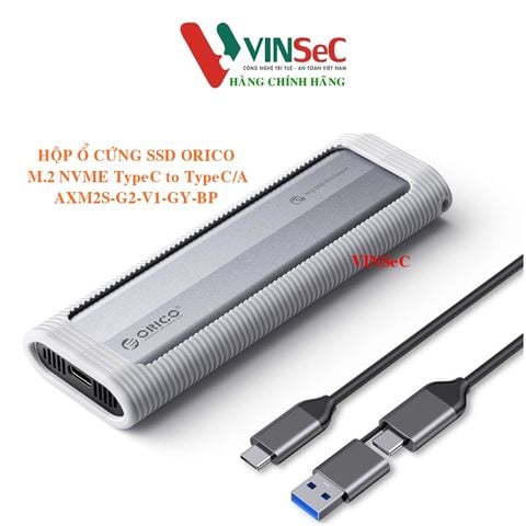 Hộp ổ cứng SSD ORICO TypeC M.2 Dual NVME+SATA ( NGFF ) AXM2S-G2-V1-GY-BP  - Hàng Chính Hãng