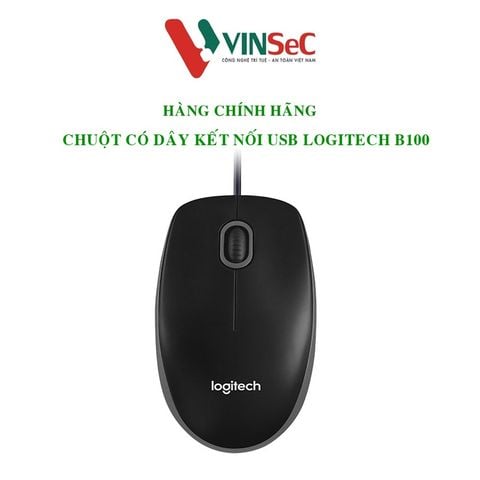 Chuột USB có dây Logitech B100 - Hàng Chính Hãng