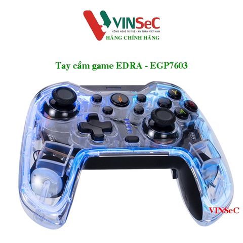 Tay cầm không dây chơi game EDRA EGP7603 đèn Led - Trong suốt - Hàng Chính Hãng