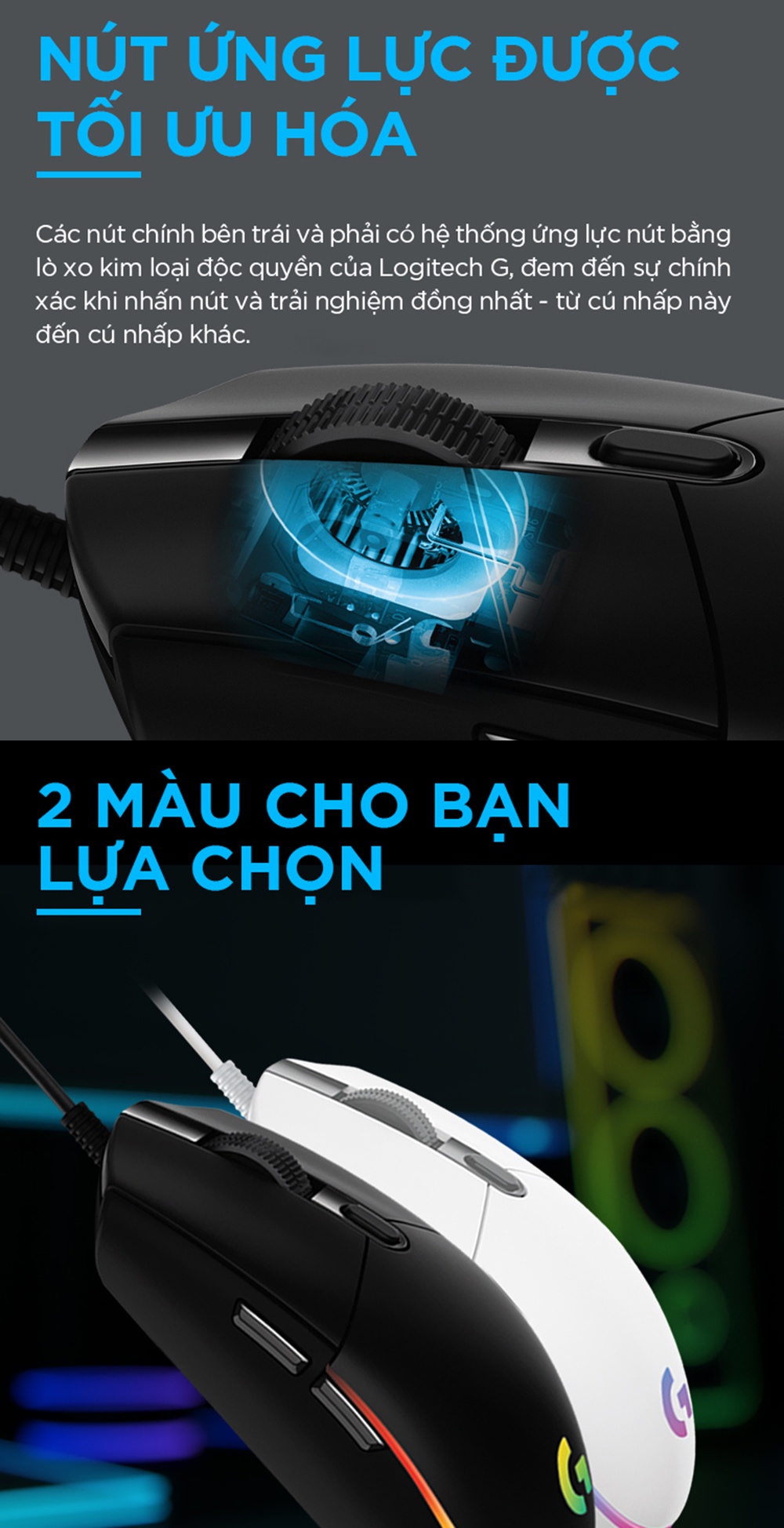  Chuột Logitech G102 / G203 Lightsync Gen 2 - Led RGB, Chỉnh Led Theo Ý Thích Bằng Phần Mềm – Hàng Chính Hãng 