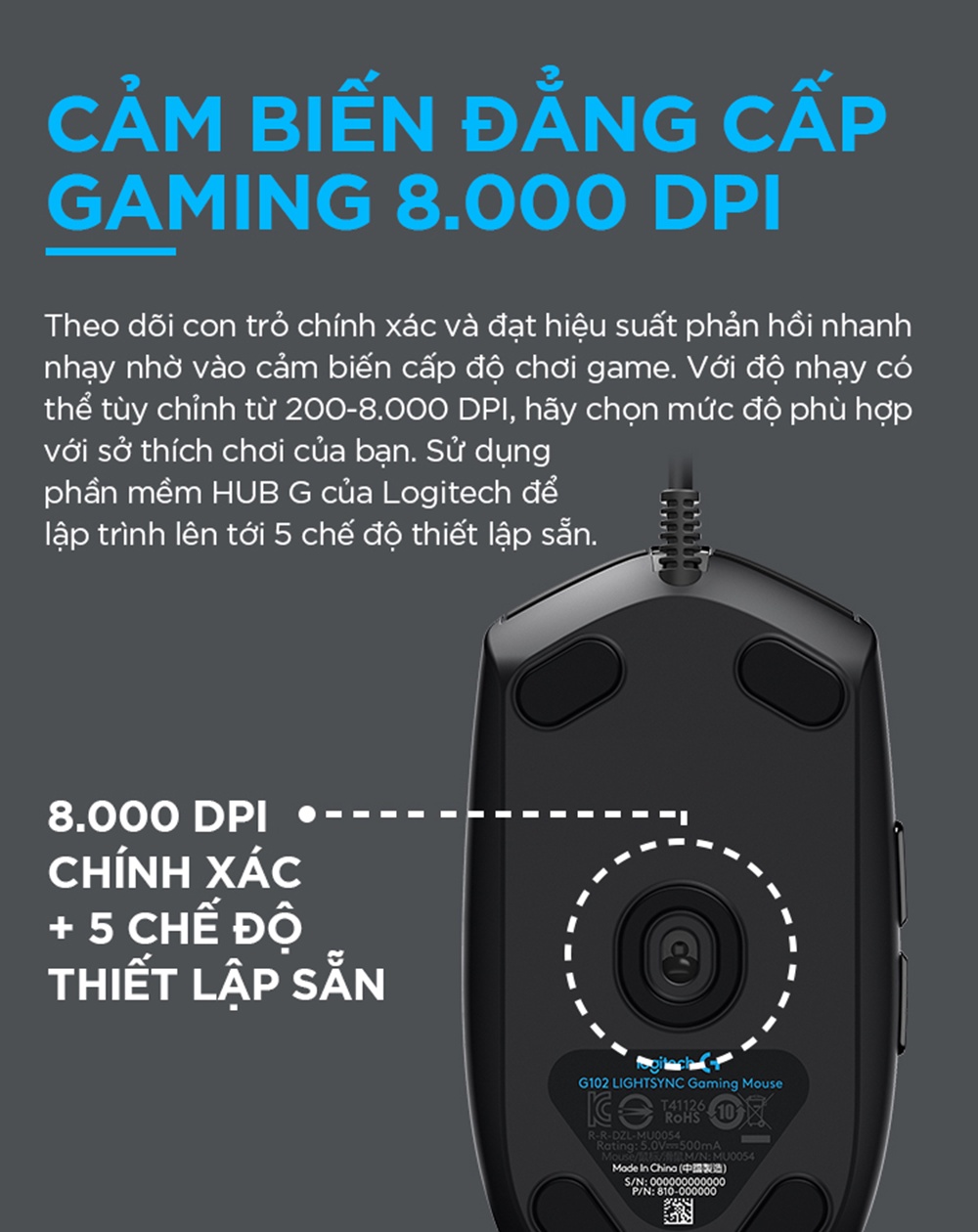  Chuột Logitech G102 / G203 Lightsync Gen 2 - Led RGB, Chỉnh Led Theo Ý Thích Bằng Phần Mềm – Hàng Chính Hãng 
