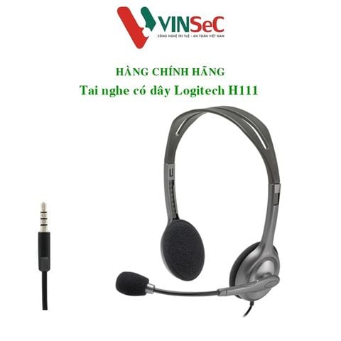 Tai nghe chụp tai Logitech H111 - 1 jack 3.5mm, Mic khử giảm tiếng ồn, trọng lượng nhẹ, âm thanh nổi- Hàng Chính Hãng - Tem DIGIWORLD / VĨNH XUÂN Phân Phối