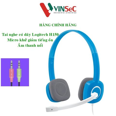 Tai nghe chụp tai Logitech H150 - 2 jack 3.5mm, Mic khử giảm tiếng ồn, âm thanh nổi - Hàng Chính Hãng - Tem DIGIWORLD / VĨNH XUÂN Phân Phối