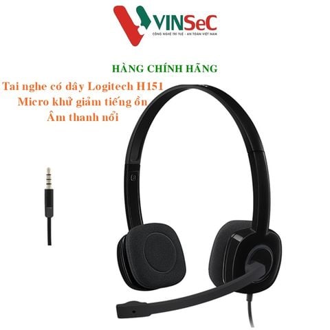 Tai nghe chụp tai Logitech H151 - 1 jack 3.5mm, Mic khử giảm tiếng ồn, âm thanh nổi- Hàng chính hãng– Tem DIGIWORLD / VĨNH XUÂN / QUỐC VIỆT Phân Phối