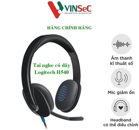 Tai nghe có dây Logitech H540 - Mic giảm ồn, điều khiển trên tai tiện lợi, âm thanh chất lượng HD, đệm tai thoải mái, kết nối USB-A – Tem DIGIWORLD / VĨNH XUÂN / QUỐC VIỆT Phân Phối