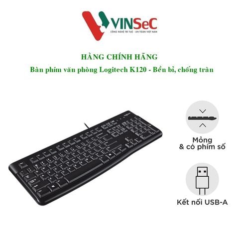 Bàn phím văn phòng Logitech K120 - Hàng Chính Hãng