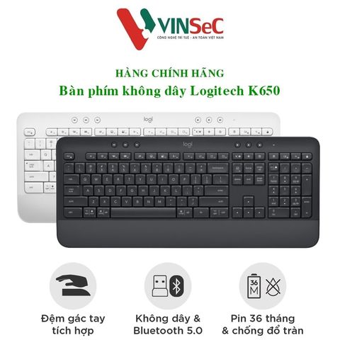 Bàn phím không dây Logitech K650 Signature Bluetooth - Hàng Chính Hãng 