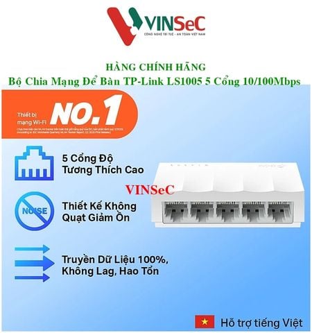 Bộ Chia Mạng Switch Để Bàn TP-Link LS1005 5 Cổng 10/100Mbps - Hàng Chính Hãng