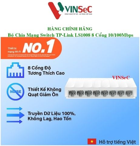 Bộ Chia Mạng Switch Để Bàn TP-Link LS1008 8 Cổng 10/100Mbps - Hàng Chính Hãng