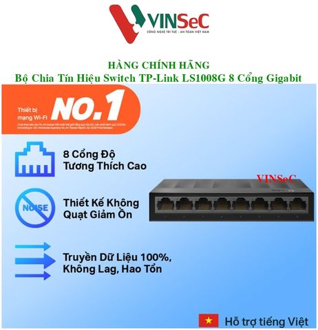 Bộ Chia Tín Hiệu Switch TP-Link LS1008G Để Bàn 8 Cổng 10/100/1000Mbps - Hàng Chính Hãng