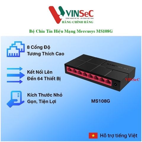 Bộ Chia Mạng Mercusys MS108G 8 Cổng 10/100/1000 Mbps - Hàng Chính Hãng