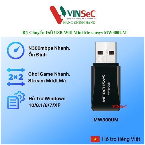 Bộ Chuyển Đổi USB Wifi Mini Mercusys MW300UM N300 - Hàng Chính Hãng