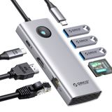  Bộ chuyển đổi ( Hub ) đa năng 8 trong 1 cổng Type-C Orico PW11-8P-SV-EP - Hàng Chính Hãng 