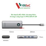  Bộ chuyển đổi ( Hub ) đa năng 8 trong 1 cổng Type-C Orico PW11-8P-SV-EP - Hàng Chính Hãng 