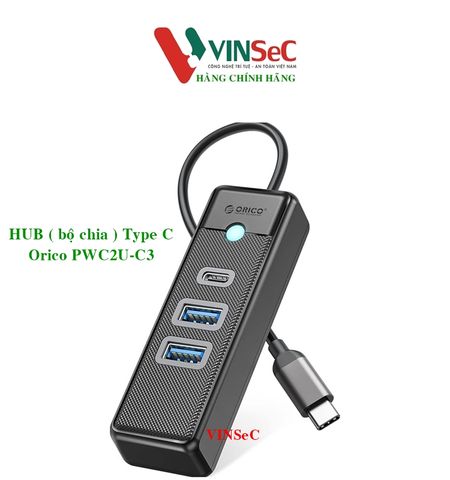 HUB Type C ra 1 cổng TYPE C + 2 Cổng USB 3.0 Orico PWC2U-C3 - Hàng Chính Hãng