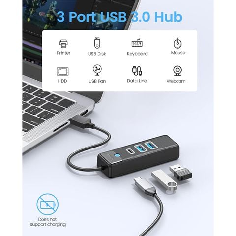 Bộ Chia Orico USB-A sang 2 cổng USB 3.0 5Gps + 1 cổng TypeC 5Gbps PWC2U-U3-015 Orico - Hàng Chính Hãng