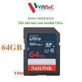  Thẻ nhớ SDXC 64GB Sandisk Ultra UHS-I ( cho máy ảnh ) - Hàng Chính Hãng 