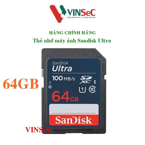 Thẻ nhớ SDXC 64GB Sandisk Ultra UHS-I ( cho máy ảnh ) - Hàng Chính Hãng