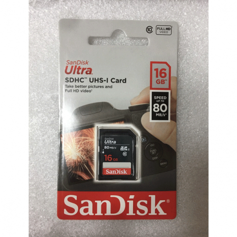Thẻ nhớ SDHC 16GB Sandisk Ultra UHS-I ( cho máy ảnh ) - Hàng Chính Hãng