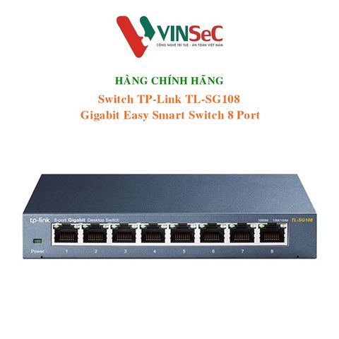 Gigabit Vỏ thép - Bộ chia mạng Switch TP-Link TL-SG108 8-Port Gigabit Tăng tốc máy chủ - Hàng Chính Hãng