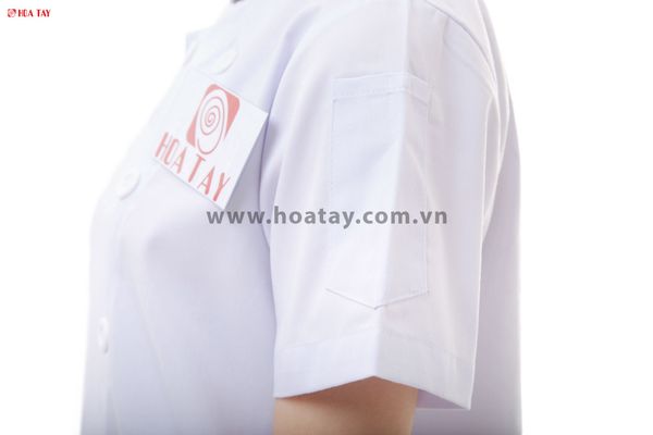 Áo Bếp Nữ Màu Trắng Tay Ngắn Kaki Nhuyễn