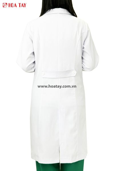 Áo Bác Sĩ Nữ Màu Trắng, Form Tay Dài, Kaki Cao Cấp