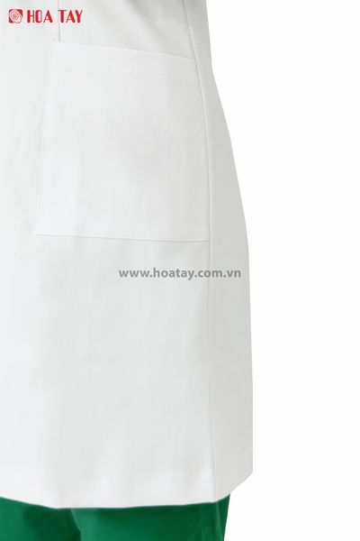 Áo Bác Sĩ Nữ cổ sâu Màu Trắng Tay Dài Form Dài Đến Gối Kaki thun