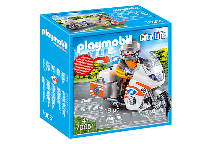 Đồ chơi mô hình Playmobil: Xe máy cứu hộ khẩn cấp