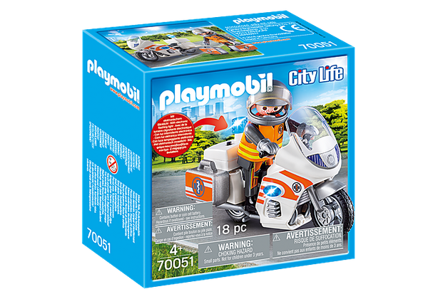 Đồ chơi mô hình Playmobil: Xe máy cứu hộ khẩn cấp