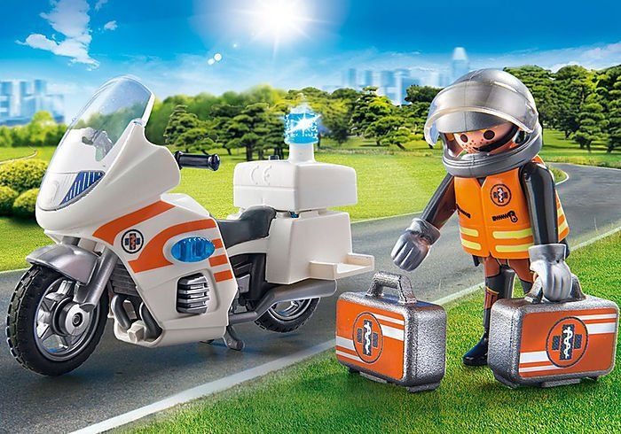 Đồ chơi mô hình Playmobil: Xe máy cứu hộ khẩn cấp