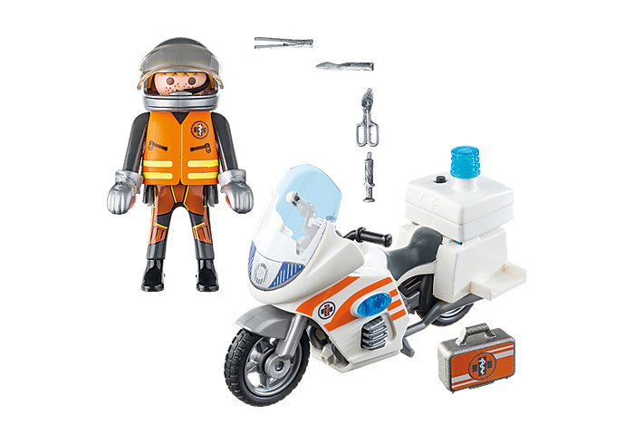 Đồ chơi mô hình Playmobil: Xe máy cứu hộ khẩn cấp