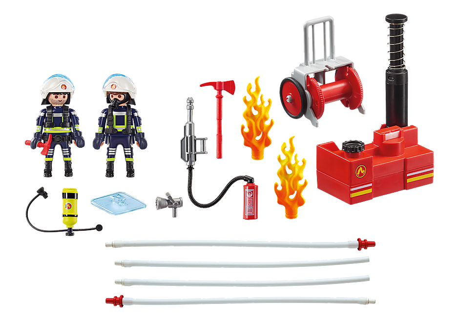Đồ chơi mô hình Playmobil: Lính cứu hỏa với máy bơm nước