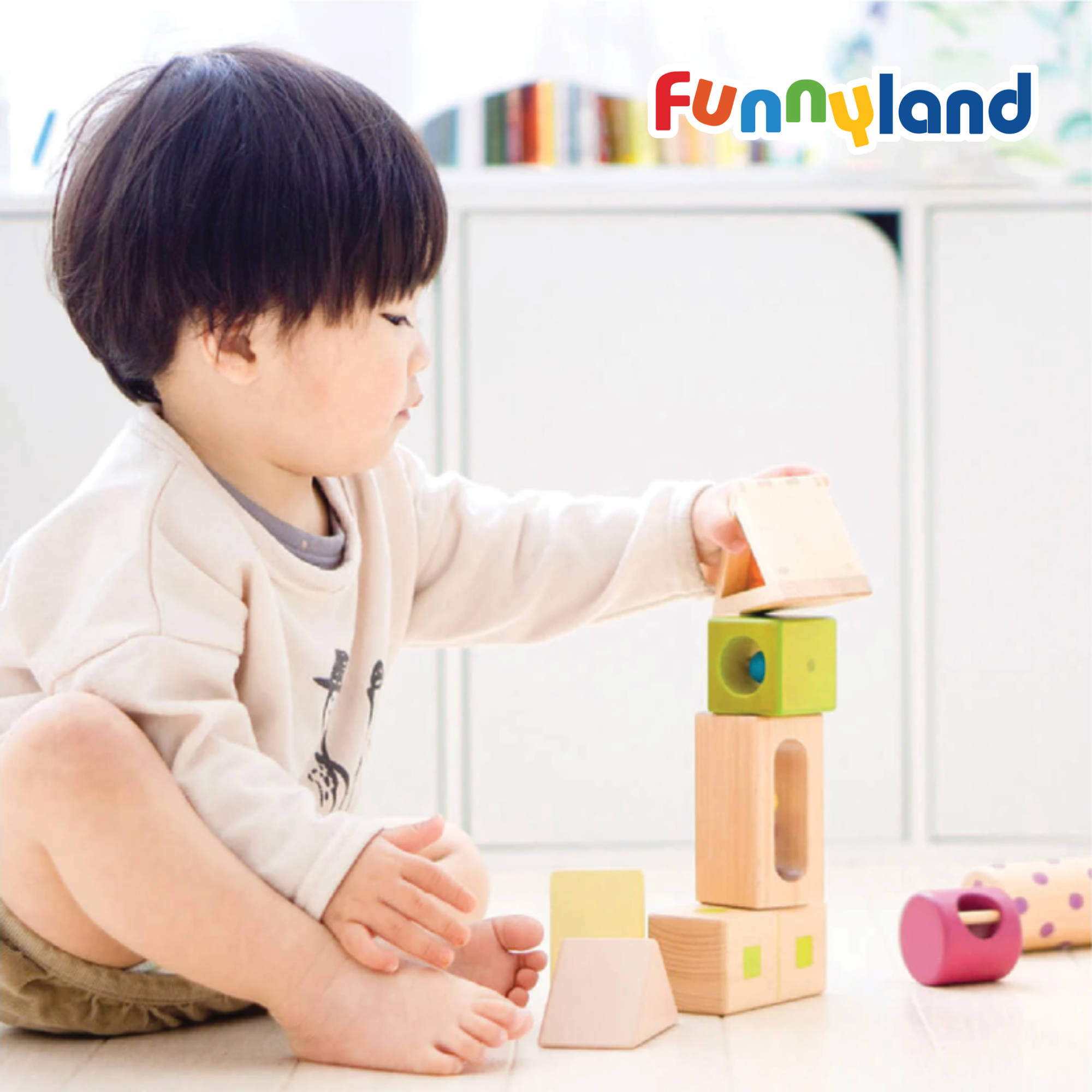  Đồ Chơi Hình Khối Bằng Gỗ Có Âm Thanh - Bumble Blocks Geni 