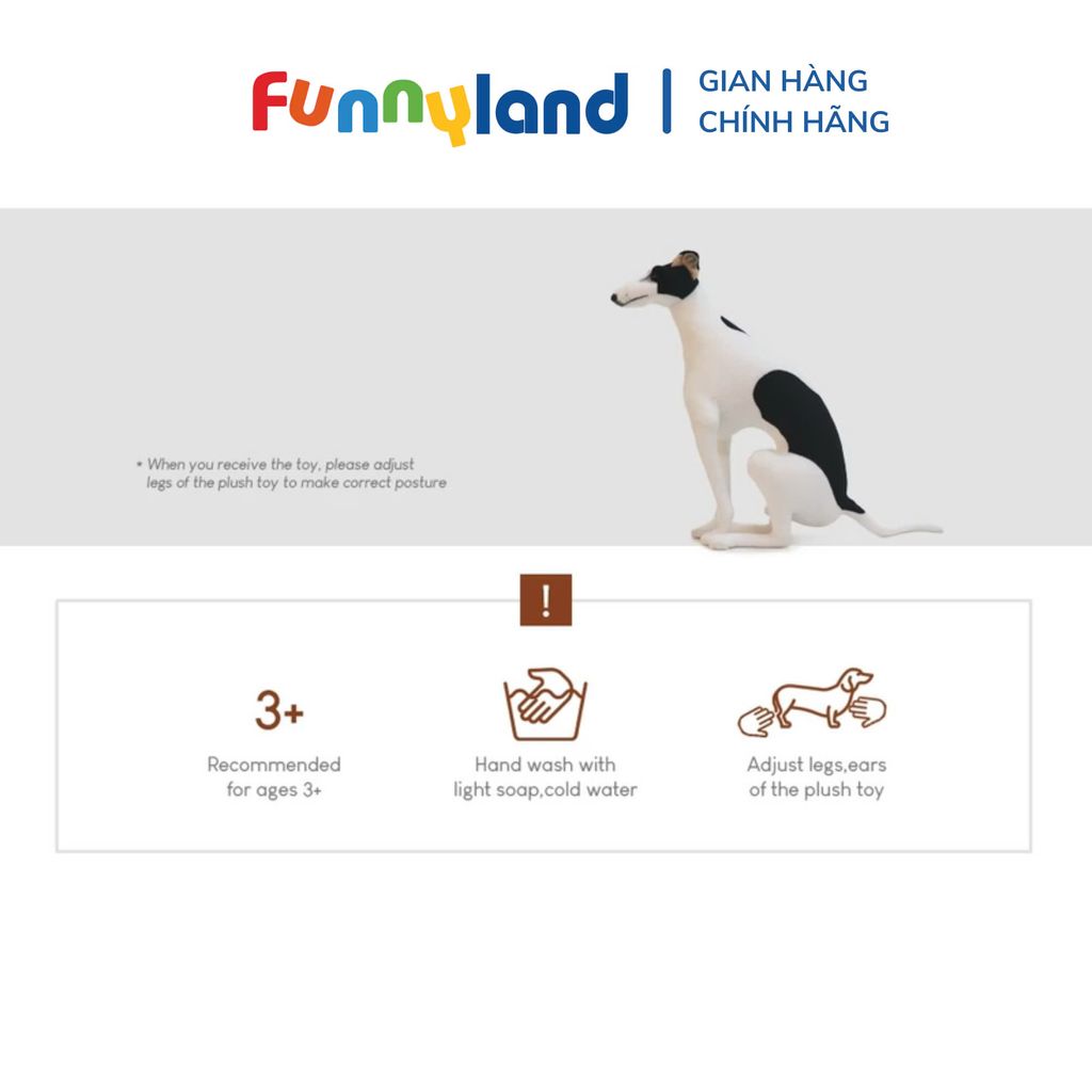 Thú nhồi bông MY DOG MINI Italian Grayhound Black and White Sitting
