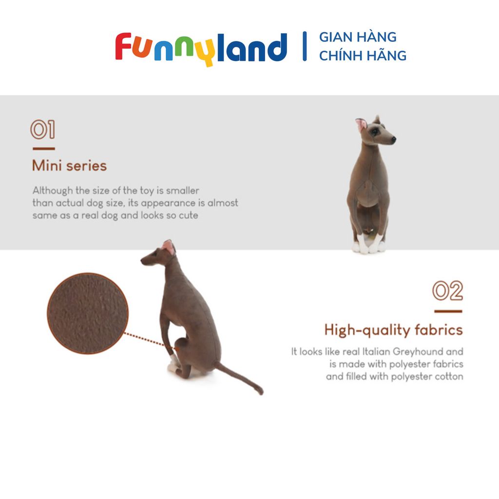 Thú nhồi bông MY DOG MINI Italian Grayhound Gray Sitting