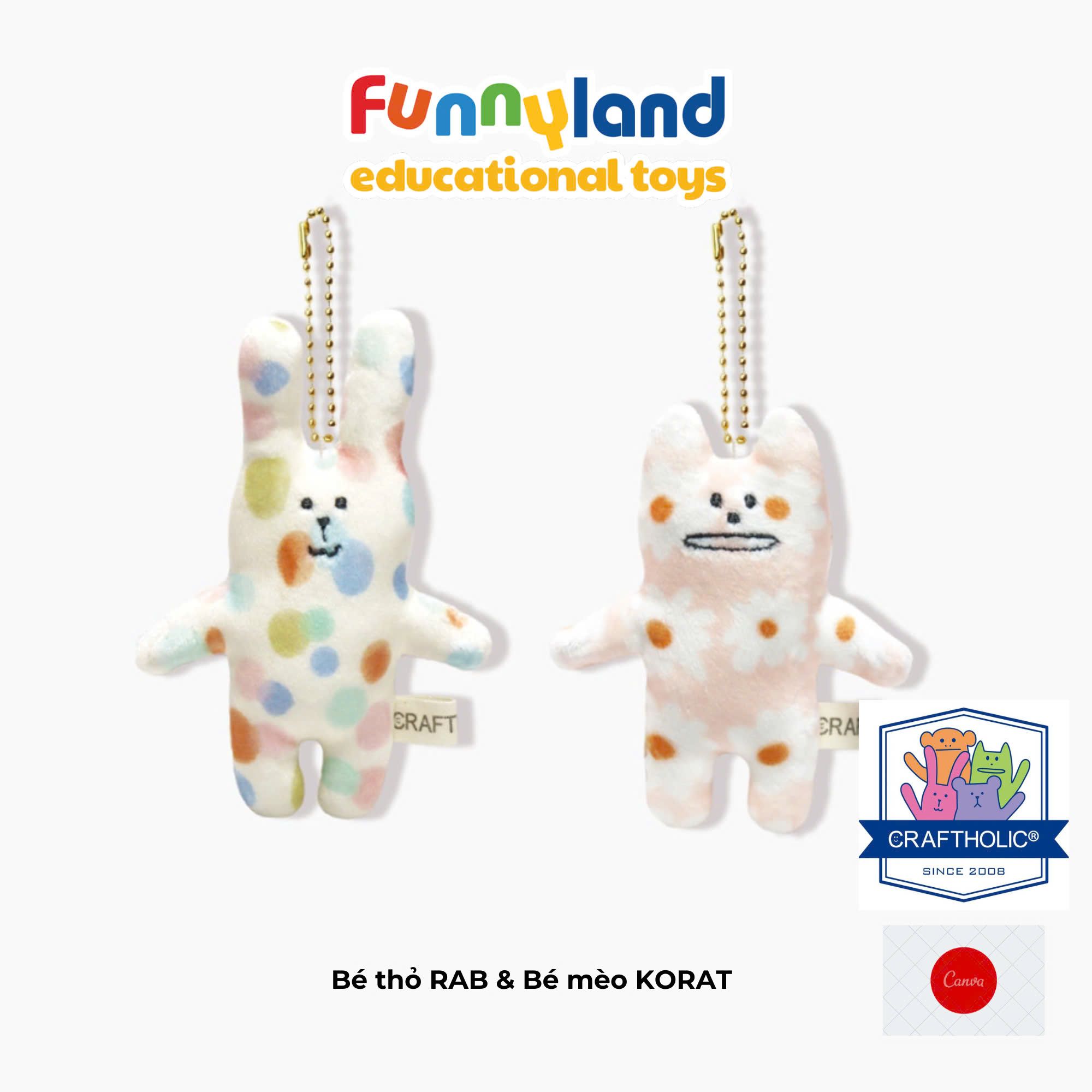  Móc khoá đôi Craftholic Bé thỏ RAB & Bé mèo KORAT (Suisai Craft) 