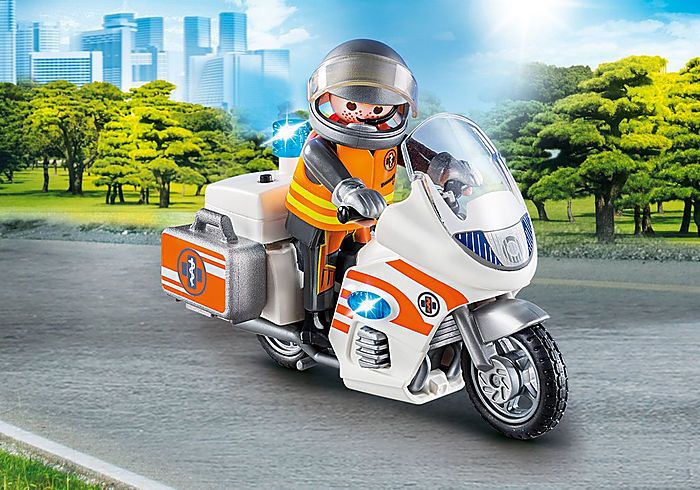 Đồ chơi mô hình Playmobil: Xe máy cứu hộ khẩn cấp