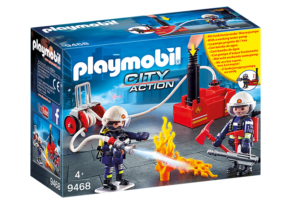 Đồ chơi mô hình Playmobil: Lính cứu hỏa với máy bơm nước