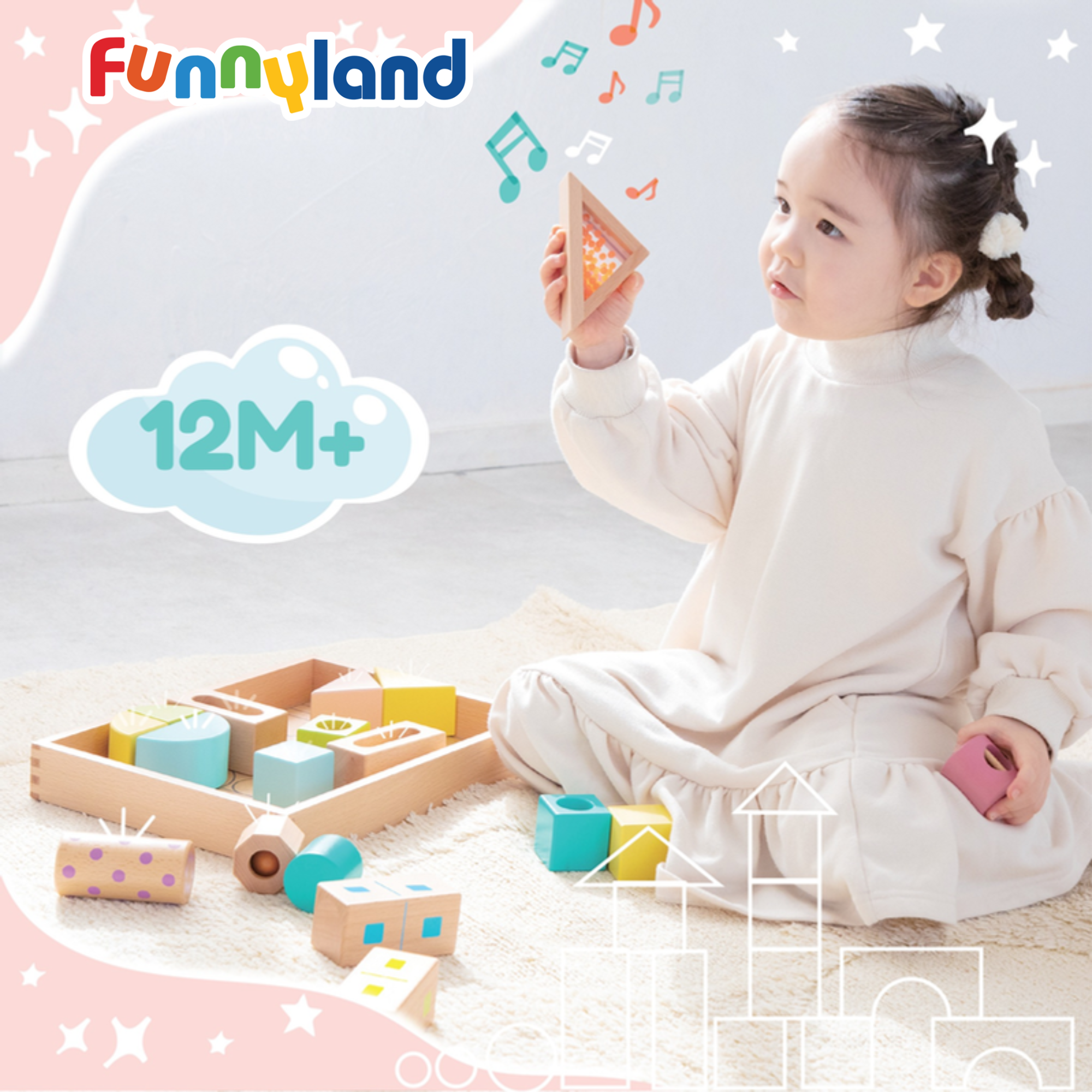  Đồ Chơi Hình Khối Bằng Gỗ Có Âm Thanh -Sound Blocks Large Geni 