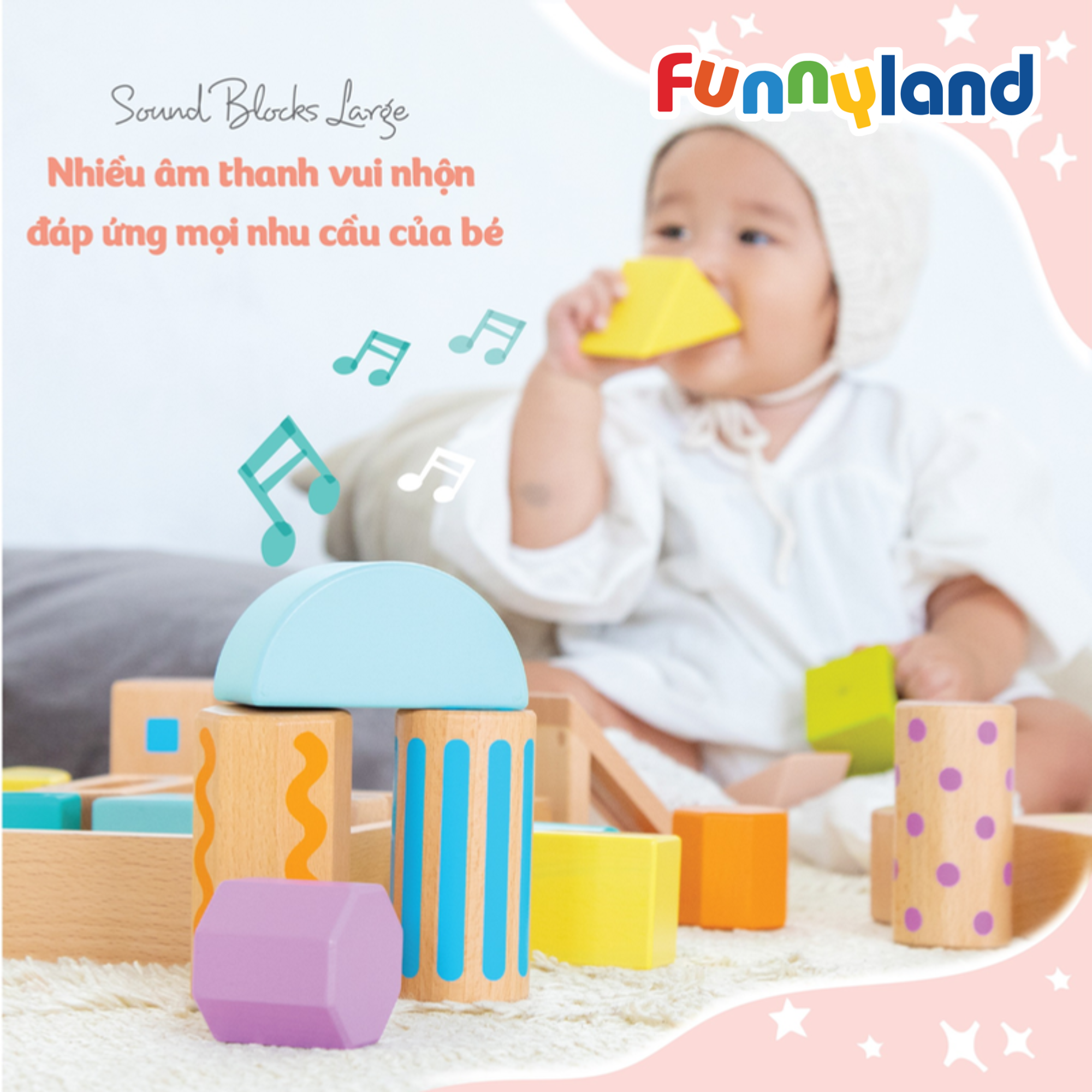  Đồ Chơi Hình Khối Bằng Gỗ Có Âm Thanh -Sound Blocks Large Geni 