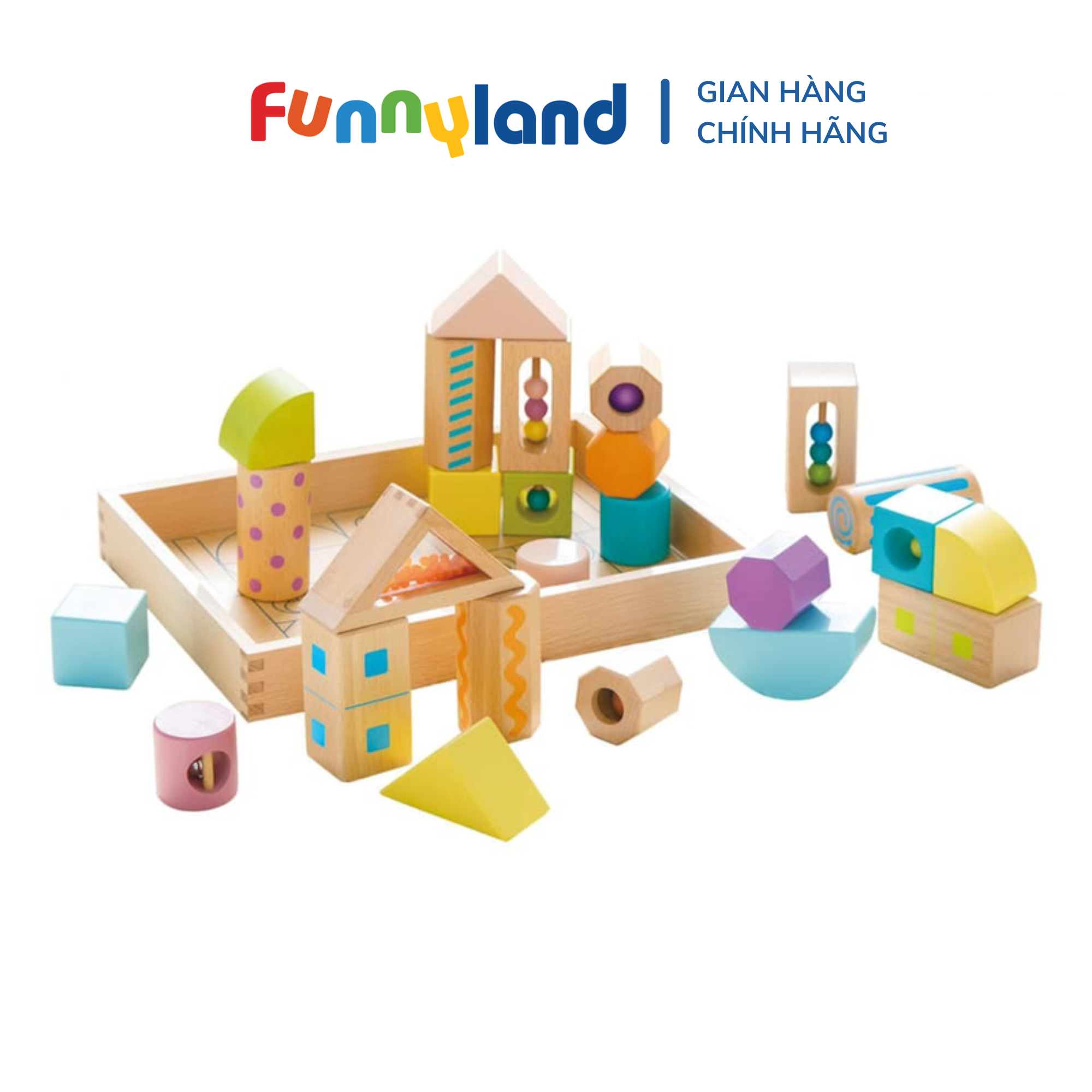  Đồ Chơi Hình Khối Bằng Gỗ Có Âm Thanh -Sound Blocks Large Geni 