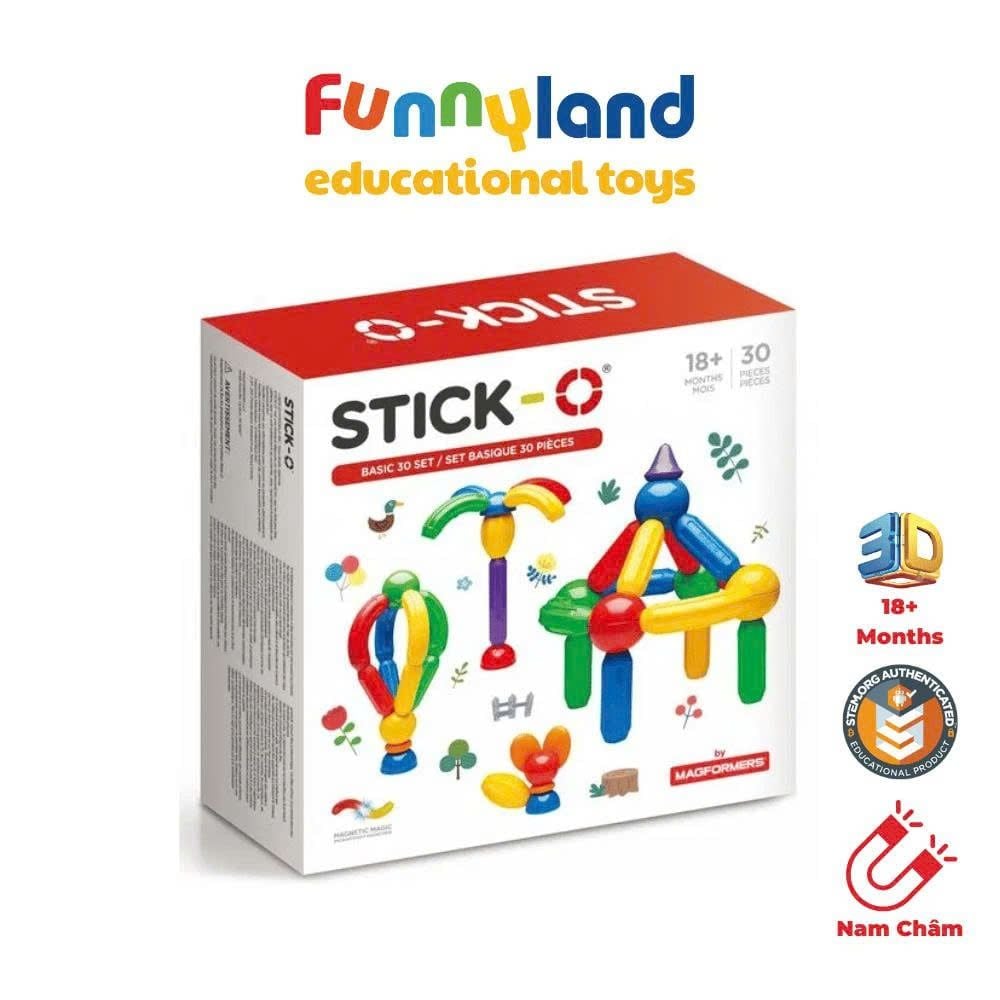  Đồ chơi xếp hình nam châm Hàn Quốc Stick-O BASIC 30 SET 