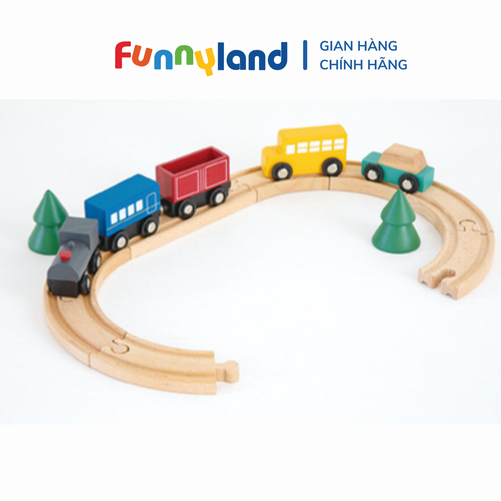 Geni - Bộ đồ chơi phương tiện giao thông bằng gỗ (Train and Automobiles Set)