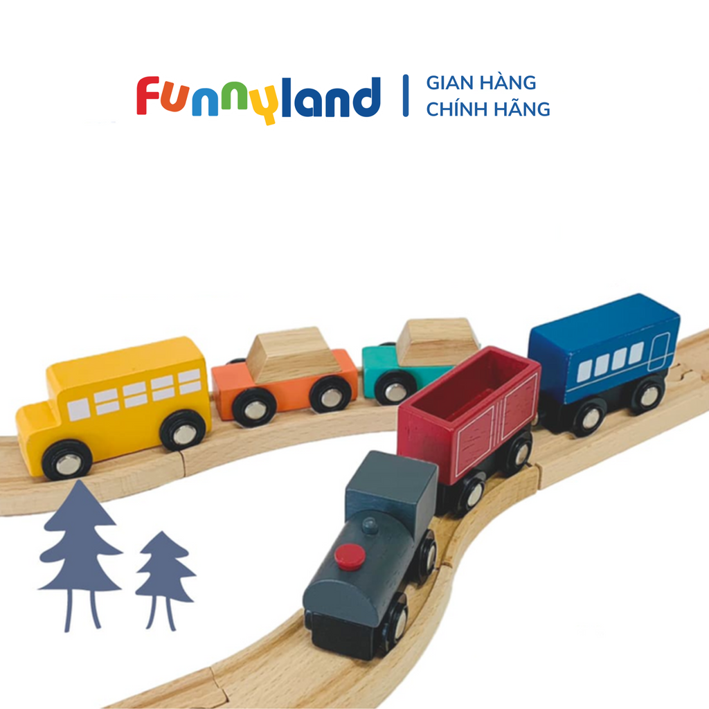 Geni - Bộ đồ chơi tàu bằng gỗ (Train Set)