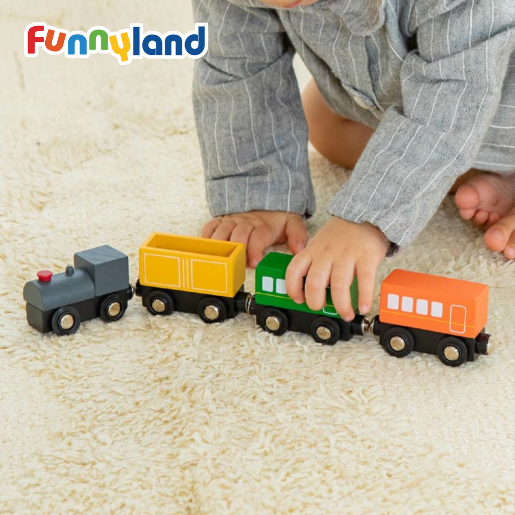 Geni - Bộ đồ chơi tàu bằng gỗ (Train Set)