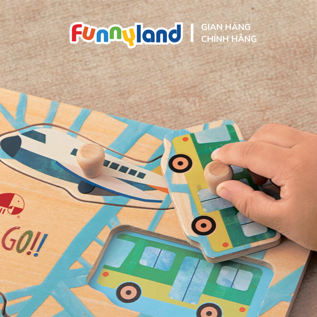 Geni - Bộ đồ chơi bằng ván ép - bộ đồ chơi phương tiện giao thông (NORIMONO PUZZLE)