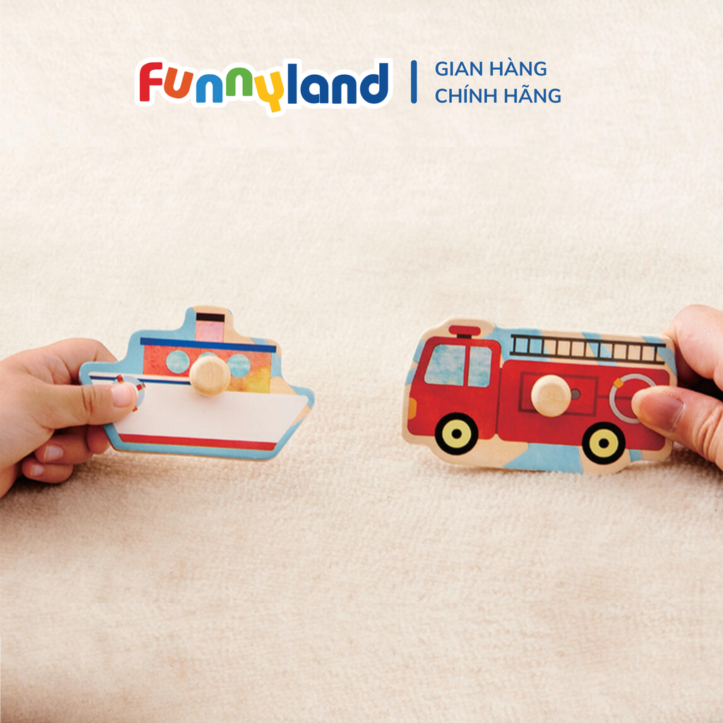 Geni - Bộ đồ chơi bằng ván ép - bộ đồ chơi phương tiện giao thông (NORIMONO PUZZLE)